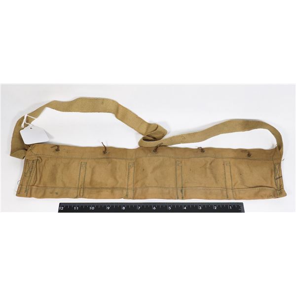 #213 MILITARY BANDOLIER TAN 5 POUCHES W/ STRAP