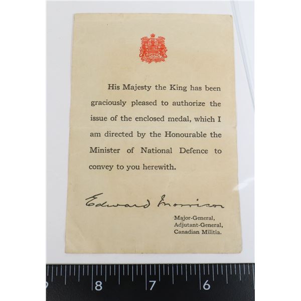 #250  WW1 CEF CANADIAN MEDAL DOCUMENT