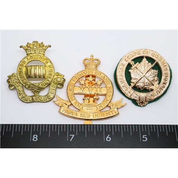 #399 LOT OF 3 CANADIAN CAP BADGES PRINCE EDWARD