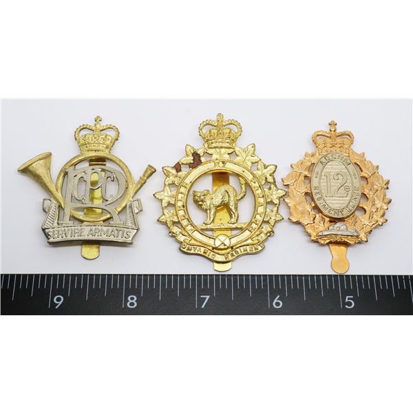 #400 LOT OF 3 CANADIAN CAP BADGES ONTARIO REGIMENT