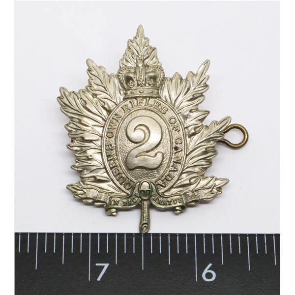 #413 QUEEN'S OWN RIFLES OF CANADA CAP BADGE