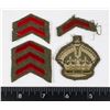 Image 1 : #496 WW2 BATTLE DRESS CLOTH RANK CHEVRONS +CROWN