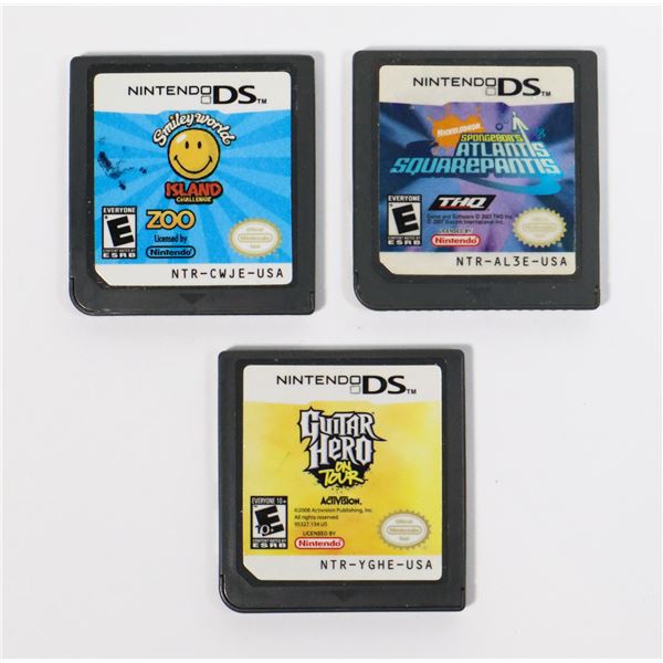 #800  NINTENDO DS LOT OF 3 GUITAR HERO + SPONGEBOB