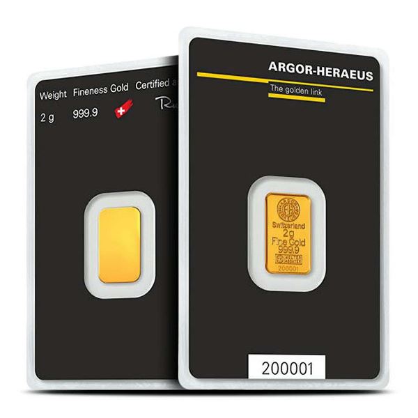 (10) Argor Heraeus Gold 2 Gram Bars