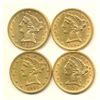 Image 1 : (4) $5.00 Liberty Gold Almost Mint