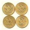 Image 2 : (4) $5.00 Liberty Gold Almost Mint