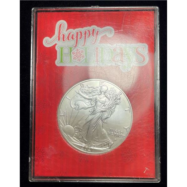 2021 American Silver Eagle Type 2 SilverTowne "Happy Holidays"