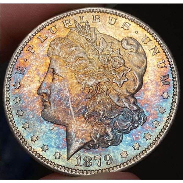 Monster Rainbow Toning 1879-S Morgan Silver Dollar MS64
