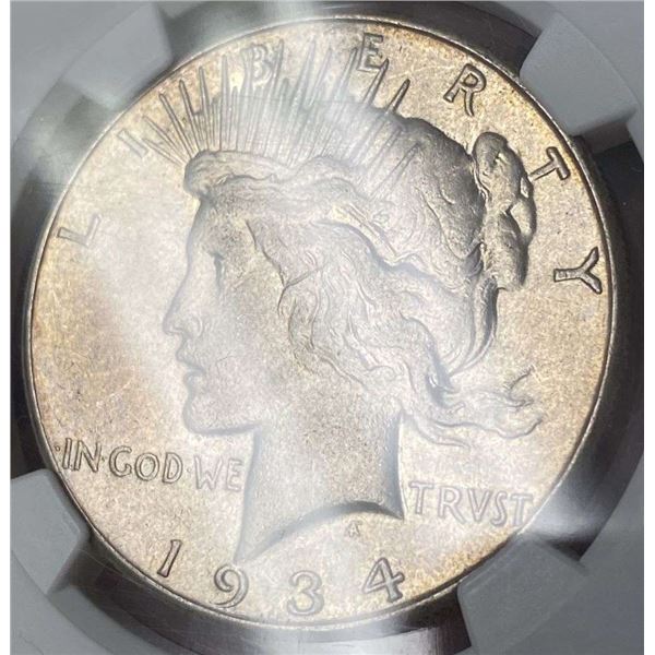 1934-S Peace Silver Dollar AU58