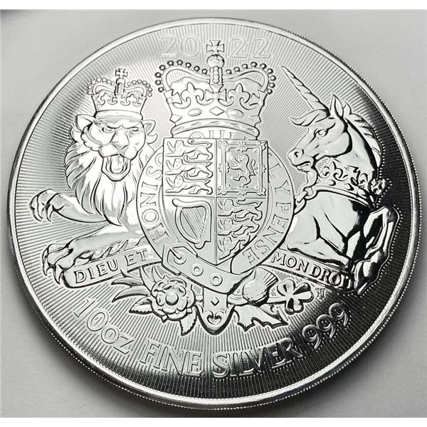 Rare 10 ozt 2022 Great Britain The Royal Arms .999 Silver