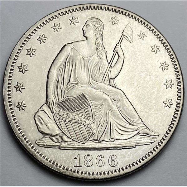 Rare 1866 Seated Liberty Half Dollar MS64+