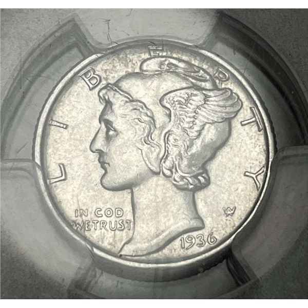 1936 Mercury Silver Dime PCGS AU58