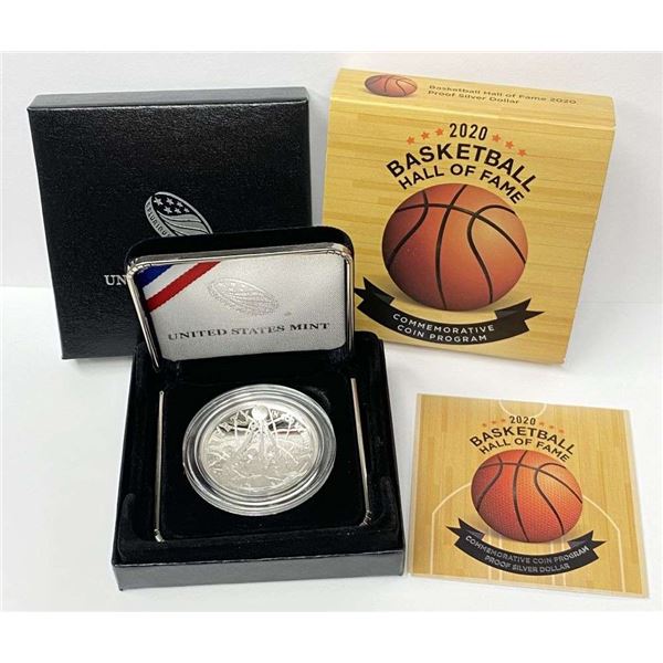 2020-P Basketball Hall Of Fame Commemorative Proof .999 Silver Dollar