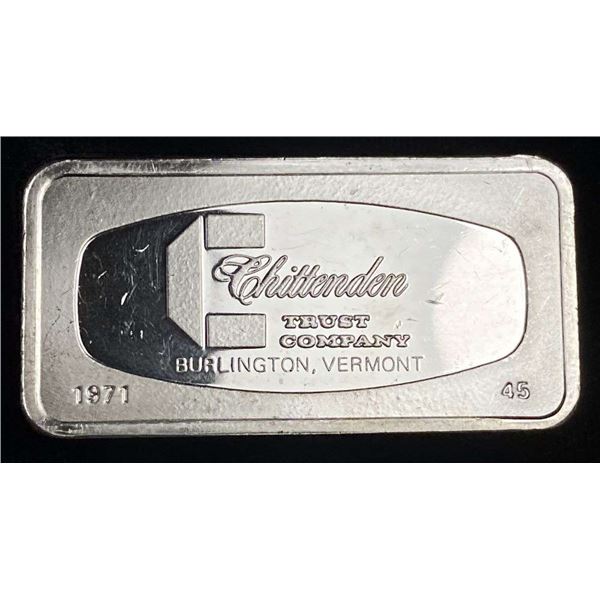 The Franklin Mint "Chittenden Trust Company" 1000 Grains Sterling Silver Bar