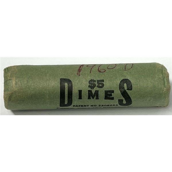 Bank Wrapped Paper Rolls 1960-D Roosevelt 90% Silver Dimes Mint Condition