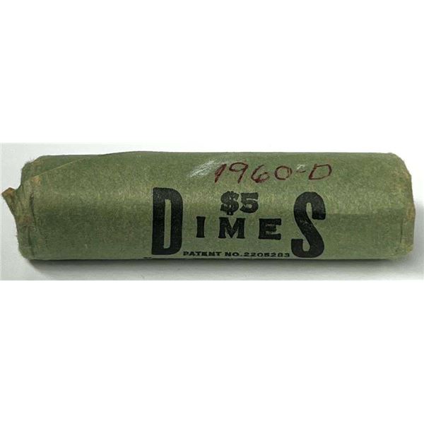Bank Wrapped Paper Rolls 1960-D Roosevelt 90% Silver Dimes Mint Condition