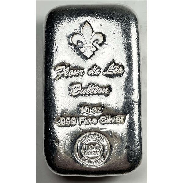 Fleur De Lis Bullion 10 ozt .999 Silver Bar