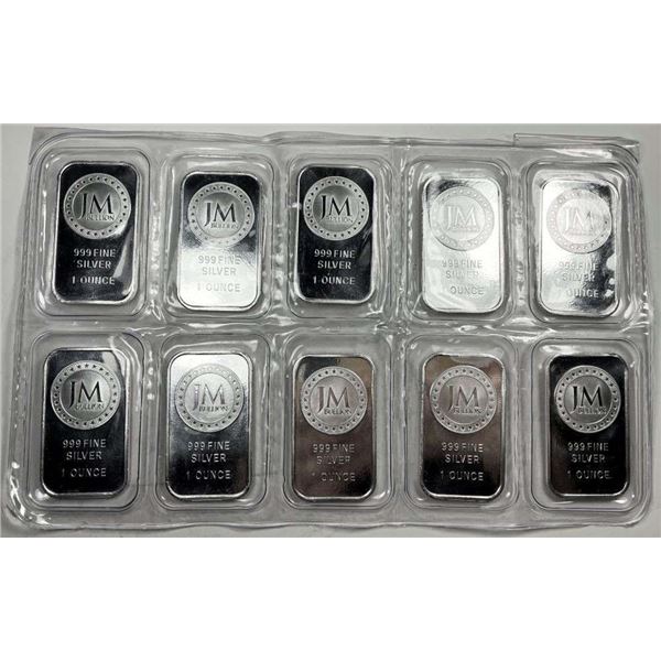 (10) JM Bullion 1 ozt .999 Silver Bar