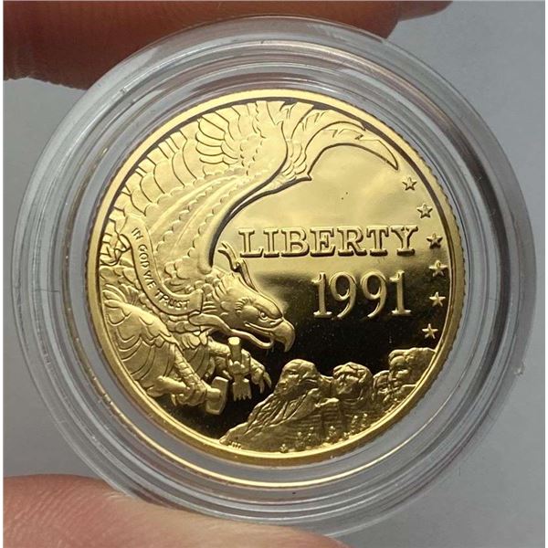 1991-W United States "Mount Rushmore National Memorial" Commemorative $5 Gold PF69+