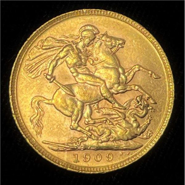 1909 Gold Half Sovereign King Edward VII .1176 ozt AGW