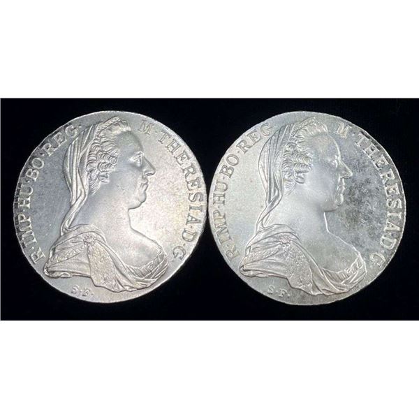 (2) 1780x Austria Silver 1 Thaler Maria Theresa .7517 ozt ASW