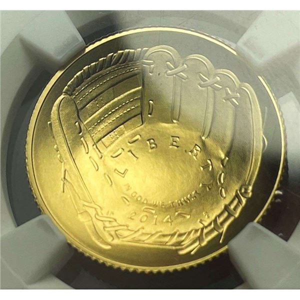 2014-W Baseball Hall of Fame $5 Gold NGC MS70