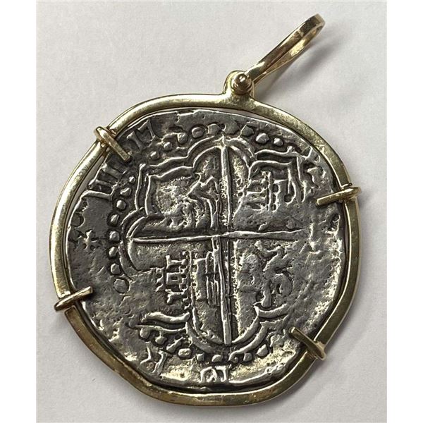 Genuine Atocha 8 Reale Coin Pendant W/ 10K Gold