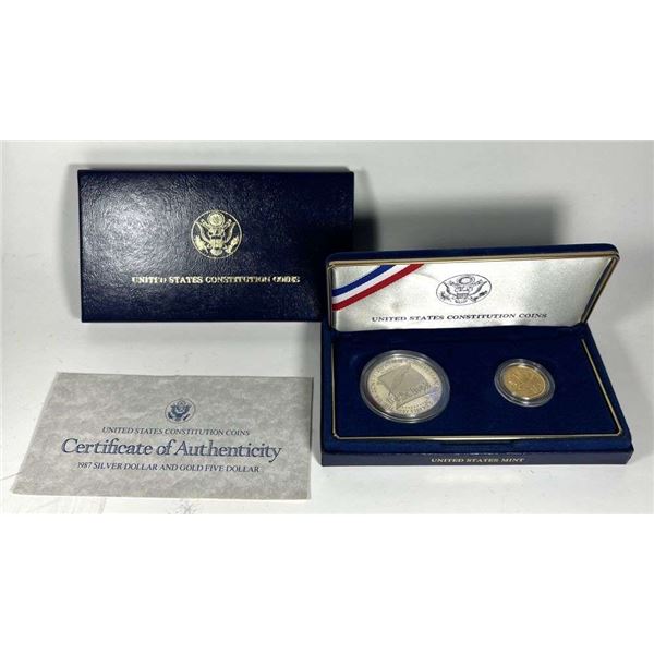 1987 U.S. Mint Constitution Proof Gold / Silver Set (2-coins)
