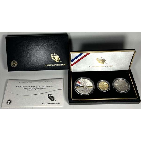 2016 100th Anniversary Of The National Park Service Commem. Proof Gold / Silver Set (3-coins)
