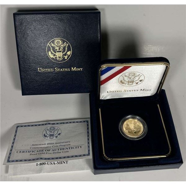 2007 U.S. Mint Jamestown 400th Anniversary Commemorative Proof $5 Gold