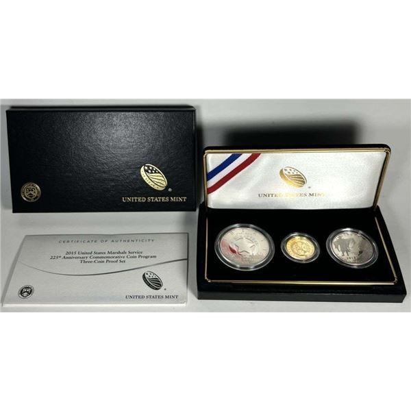 2015 Marshal's Service 225th Anniversary Commemorative Proof Gold / Silver Set (3-coins)