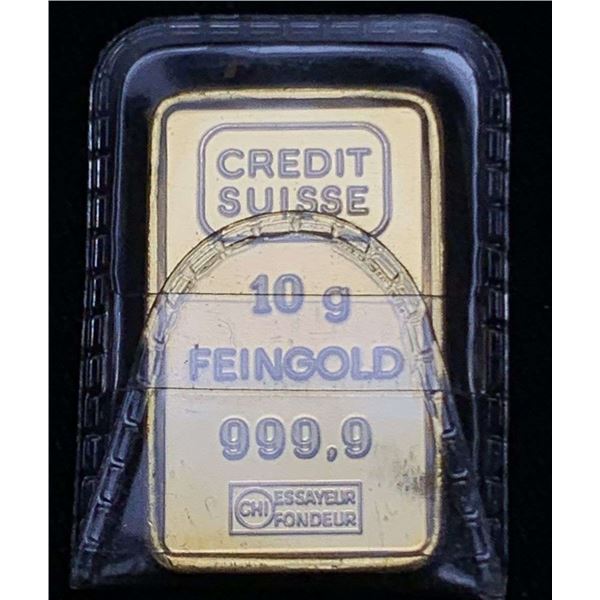 Last Minute! Vintage Credit Suisse 10g .9999 Gold Bar