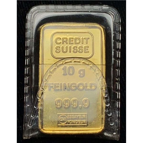 Last Minute! Vintage Credit Suisse 10g .9999 Gold Bar