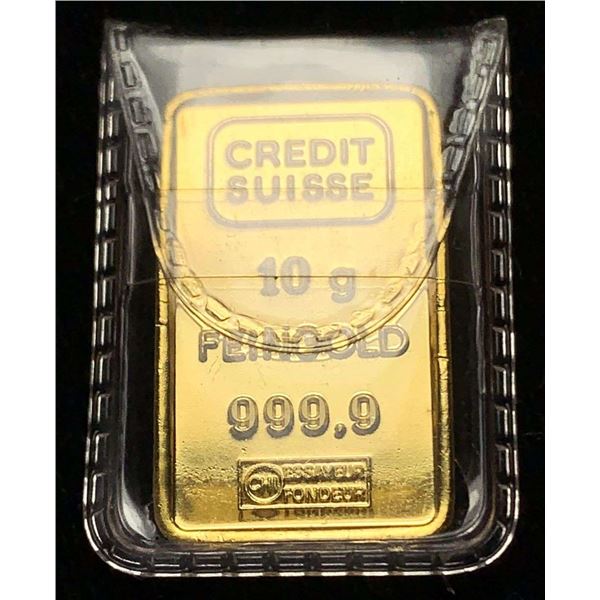 Last Minute! Vintage Credit Suisse 10g .9999 Gold Bar