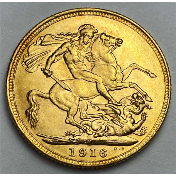 Last Minute! 1916 Gold British Sovereign Mint Condition .2354 ozt AGW
