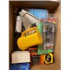 Image 2 : Box & toolbox full of assorted tools & misc - includes Skil drill driver / mastercut saw / studsenso