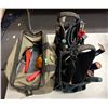 Image 1 : Group of 3 tool bags w/ assorted tools & misc - includes knee pads / flashlights / wrenches / screwd