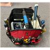 Image 2 : Husky tool bag - full of assorted tools - includes Rona sledge hammer / C-clamp / laser level tape r