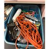 Image 2 : 2 bins full of assorted tools & misc - includes Master locks / extension cords / drywall tape etc