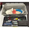 Image 1 : Toolbox full of assorted tools & misc - includes Bosch bit tip / smooth rod caulking gun / socket se