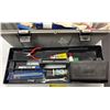 Image 3 : Toolbox full of assorted tools & misc - includes Bosch bit tip / smooth rod caulking gun / socket se