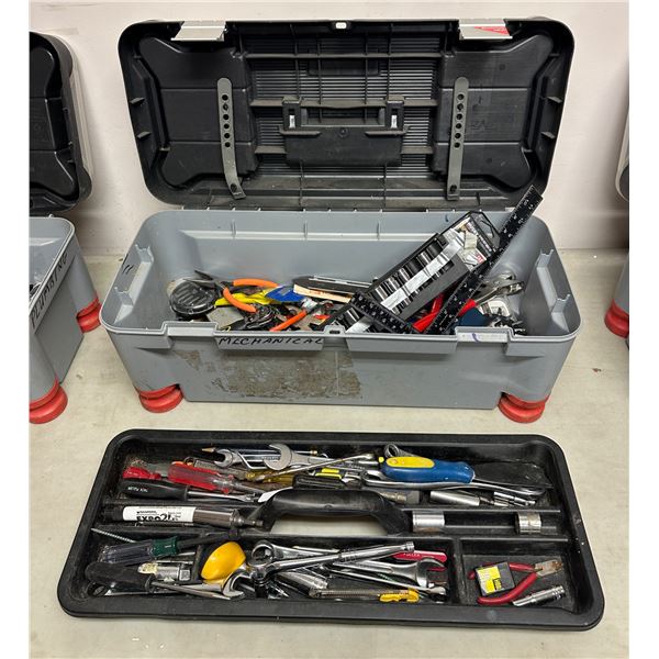 Stanley toolbox full of assorted mechanical & misc - includes wrenches / pliers / screwdrivers / L s