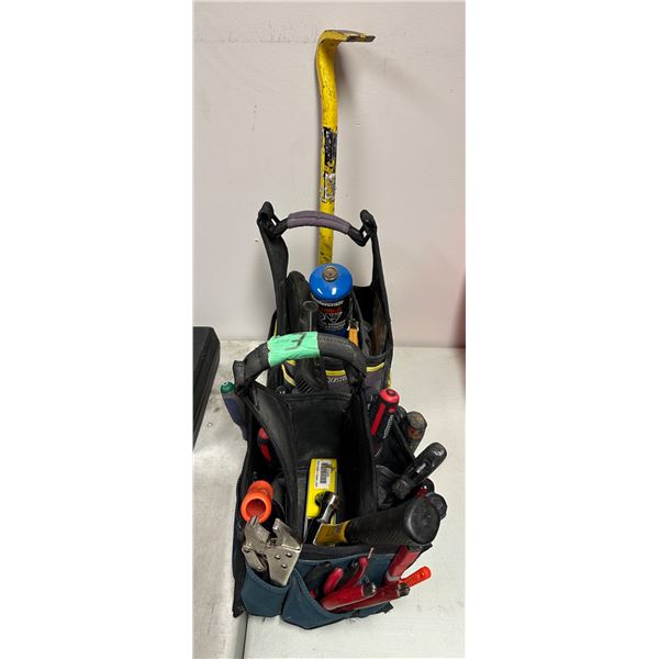 Husky & Workforce toolbag full of assorted tools & misc - includes Stanley crowbar / Mastercraft pro