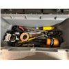 Image 3 : Stanley toolbox w/ assorted tools - inlcudes screwdrivers / screws / line reels drywall knife etc