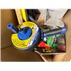 Image 3 : 2 boxes & bucket full of assorted tools & tool related items - includes pistol grip drum auger / wor