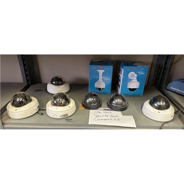Group of assorted real & dummy waterproof security cameras - includes HikVision etc