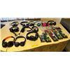Image 1 : Group of assorted headsets & earbuds - includes on-ear gaming headsets / Uniden 2 pack earbuds etc