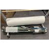 Image 2 : Paper cutter machine w/ paper roll & rolling map on stands