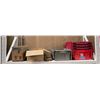 Image 1 : Shelf full of assorted micrometers & totes