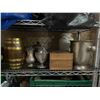 Image 3 : Entire shelf full of assorted misc items - includes decorative ceiling lamp / Camilo opal glass glob